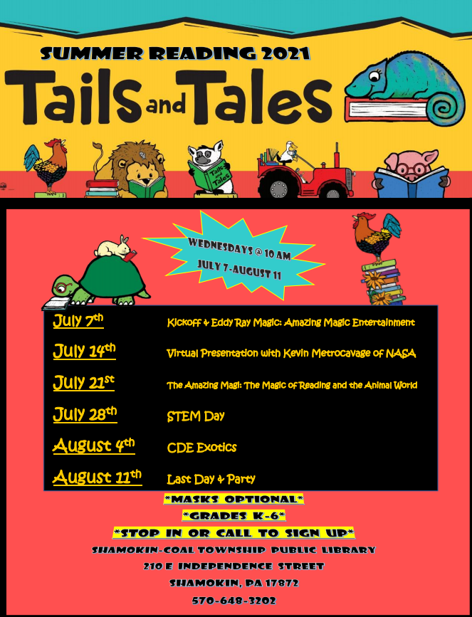 Summer Reading 2021 “Tails and Tales” Schedule and Information ...
